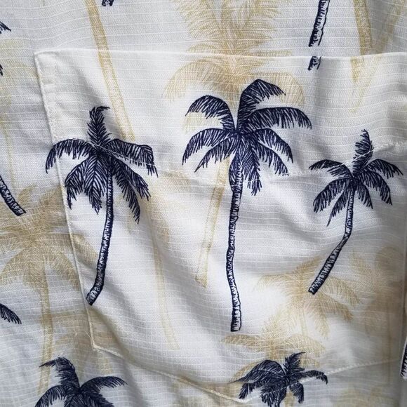 Mens Nautica Cotton White Tropical Shirt with Palm Trees Size Large - Picture 7 of 10